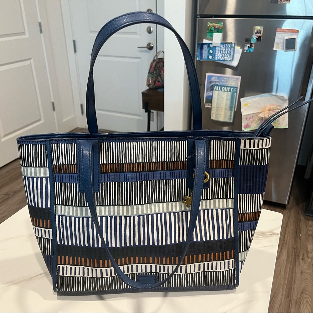 Like New - Fossil Emma Tote Bag - Navy Dash